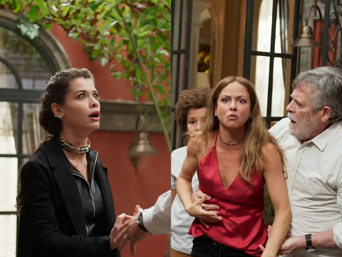 Bárbara (Alinne Moraes), Érica (Fernanda de Freitas), Santiago (José de Abreu) e Luan (Miguel Schmid) de Um Lugar ao Sol