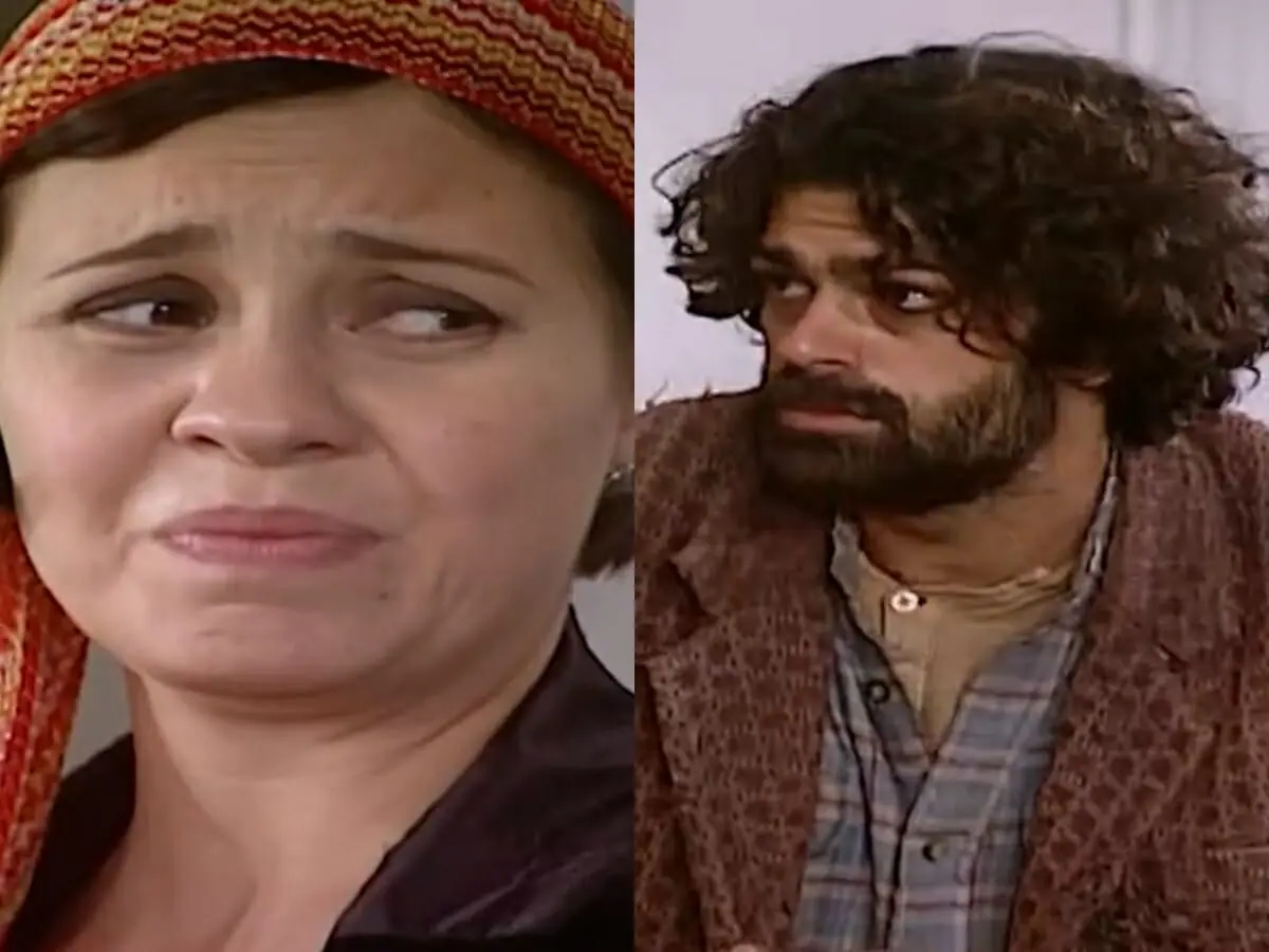 Catarina (Adriana Esteves) e Petruchio (Eduardo Moscovis) de O Cravo e a Rosa