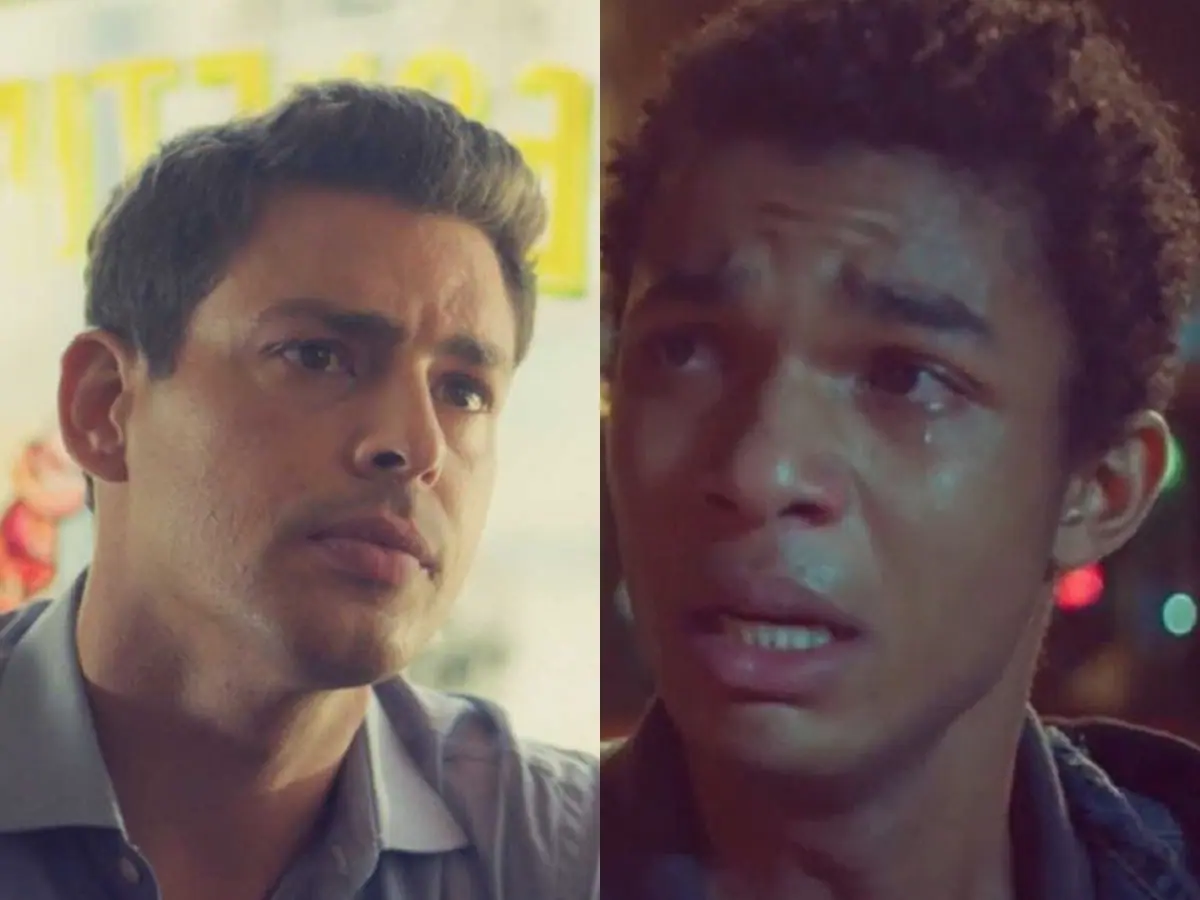 Christian (Cauã Reymond) e Ravi (Juan Paiva) de Um Lugar ao Sol