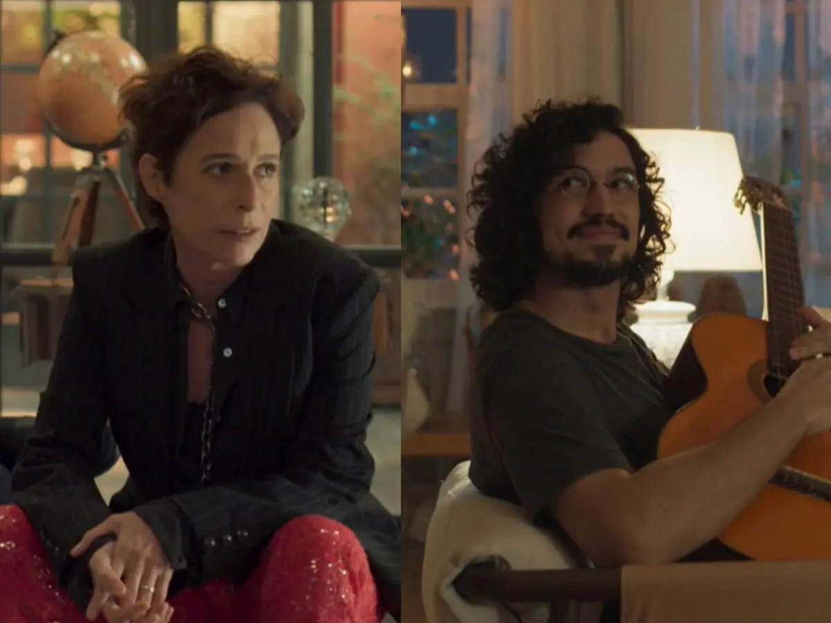 Rebeca (Andréa Beltrão) e Felipe (Gabriel Leone) em Um Lugar ao Sol (Reprodução/Globo)