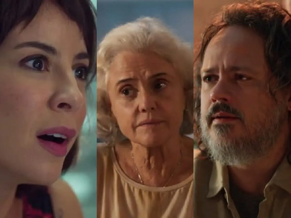 Lara (Andréia Horta), Noca (Marieta Severo) e Mateus (Danton Mello) de Um Lugar a Sol