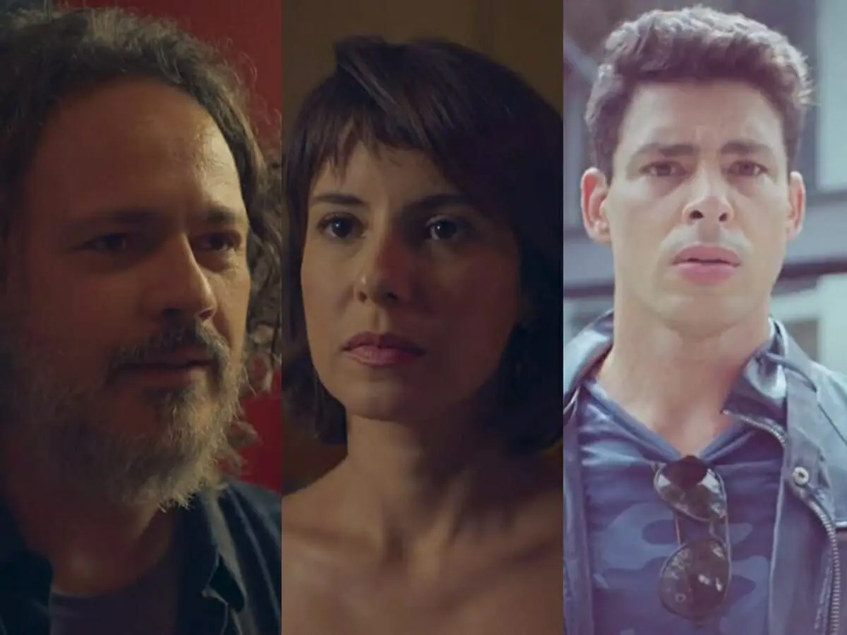 Mateus (Danton Mello), Lara (Andréia Horta) e Christian (Cauã Reymond) de Um Lugar ao Sol