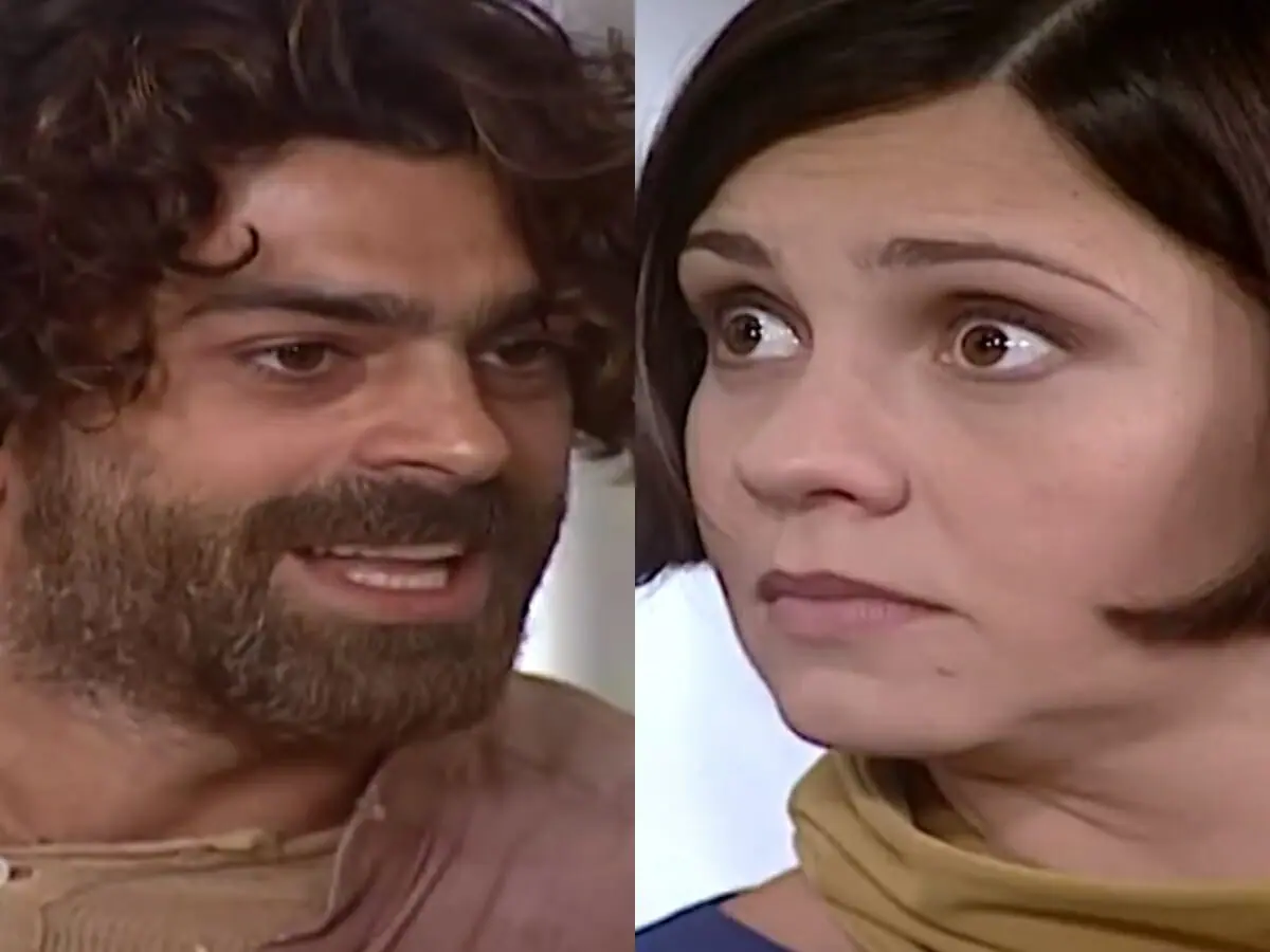 Petruchio (Eduardo Moscovis) e Catarina (Adriana Esteves) de O Cravo e a Rosa
