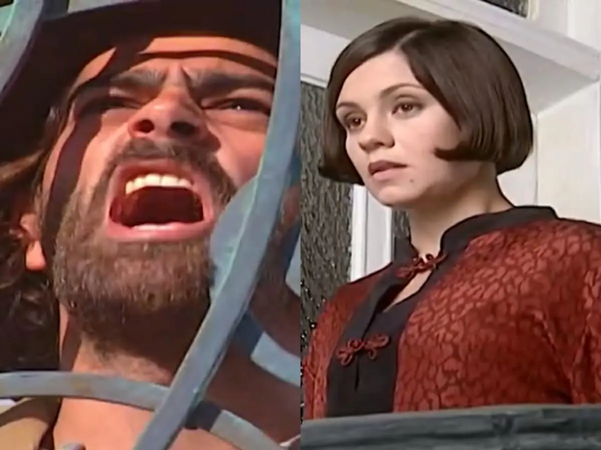 Petruchio (Eduardo Moscovis) e Catarina (Adriana Esteves) de O Cravo e a Rosa