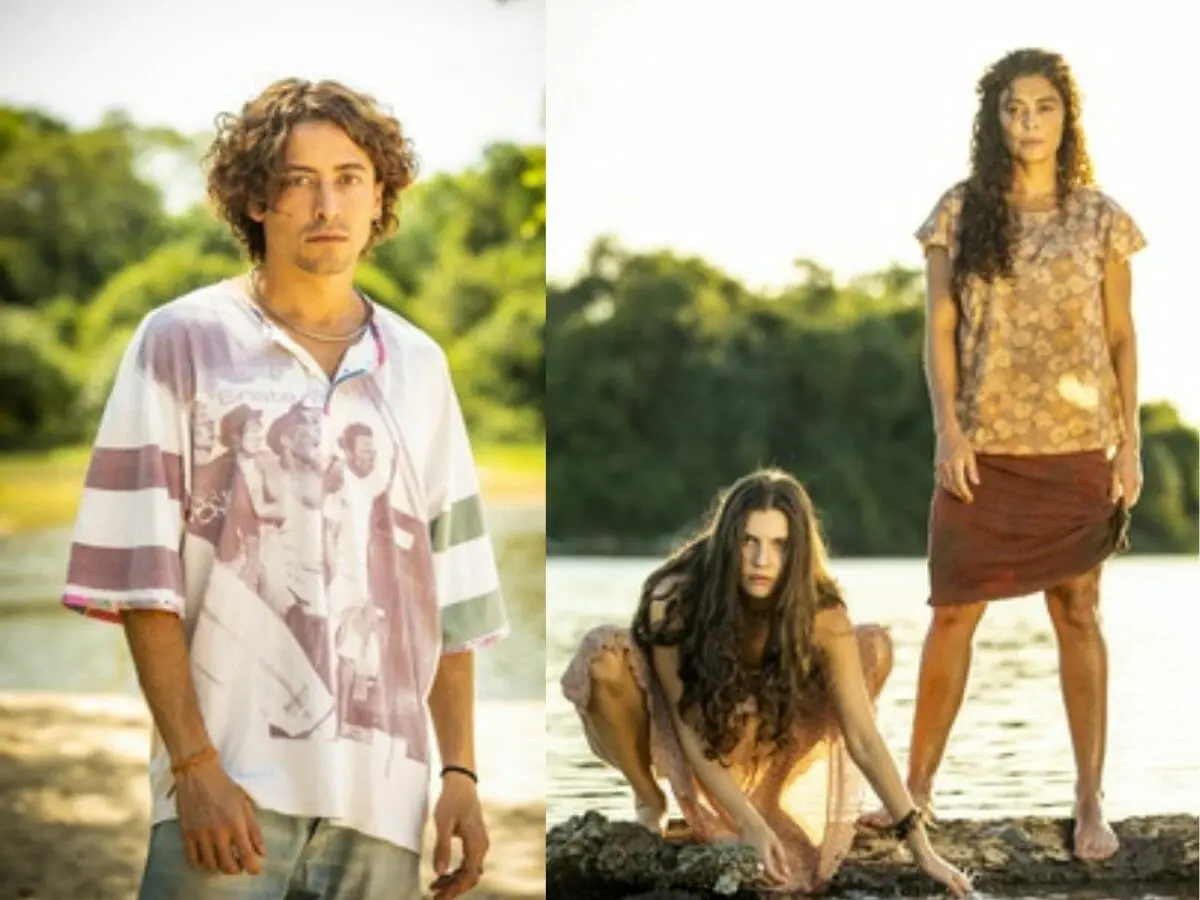 Jesuíta Barbosa, Alanis Guillen e Juliana Paes em Pantanal (Globo/João Miguel Júnior)