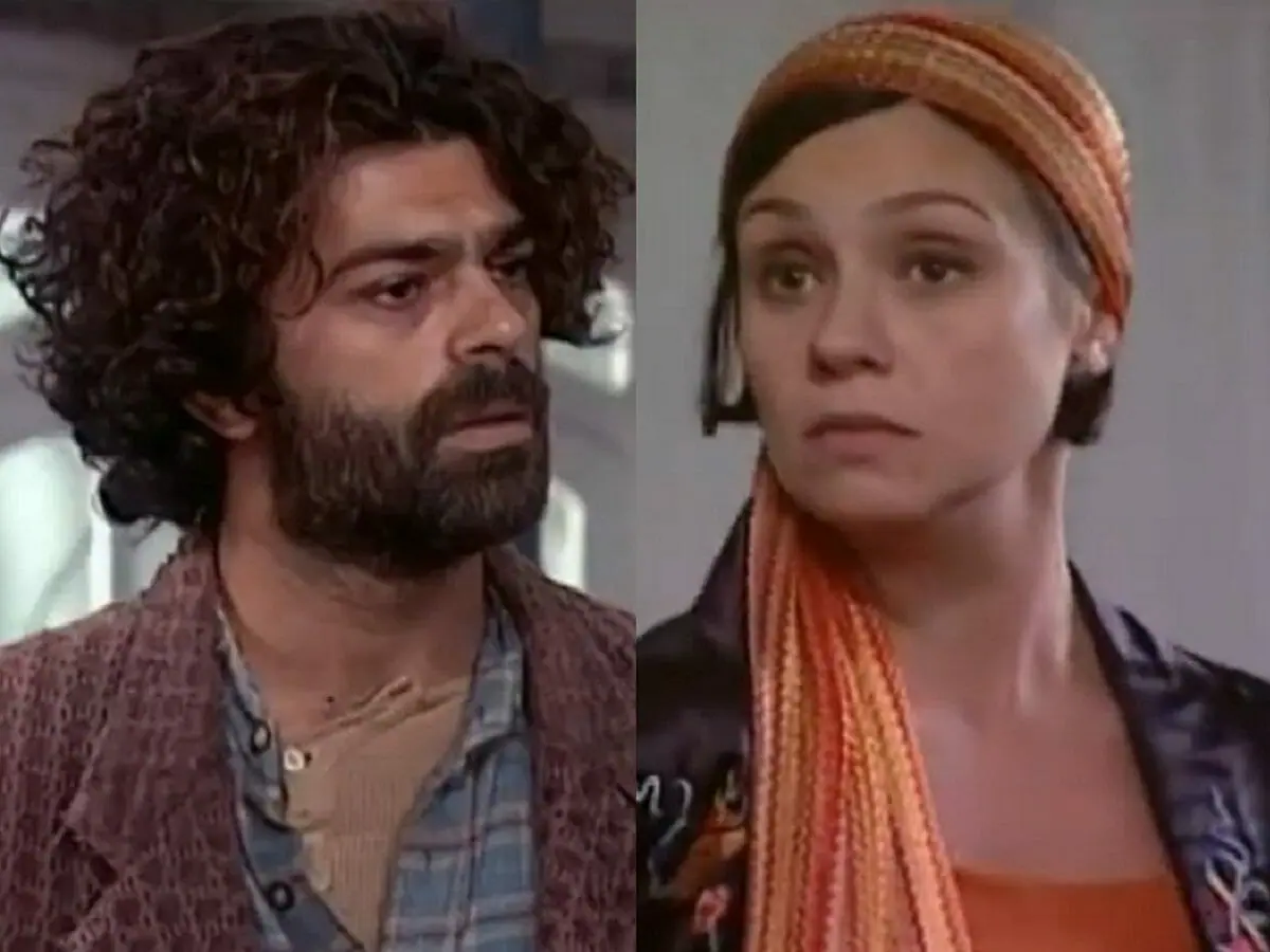 Petruchio (Eduardo Moscovis) e Catarina (Adriana Esteves) de O Cravo e a Rosa