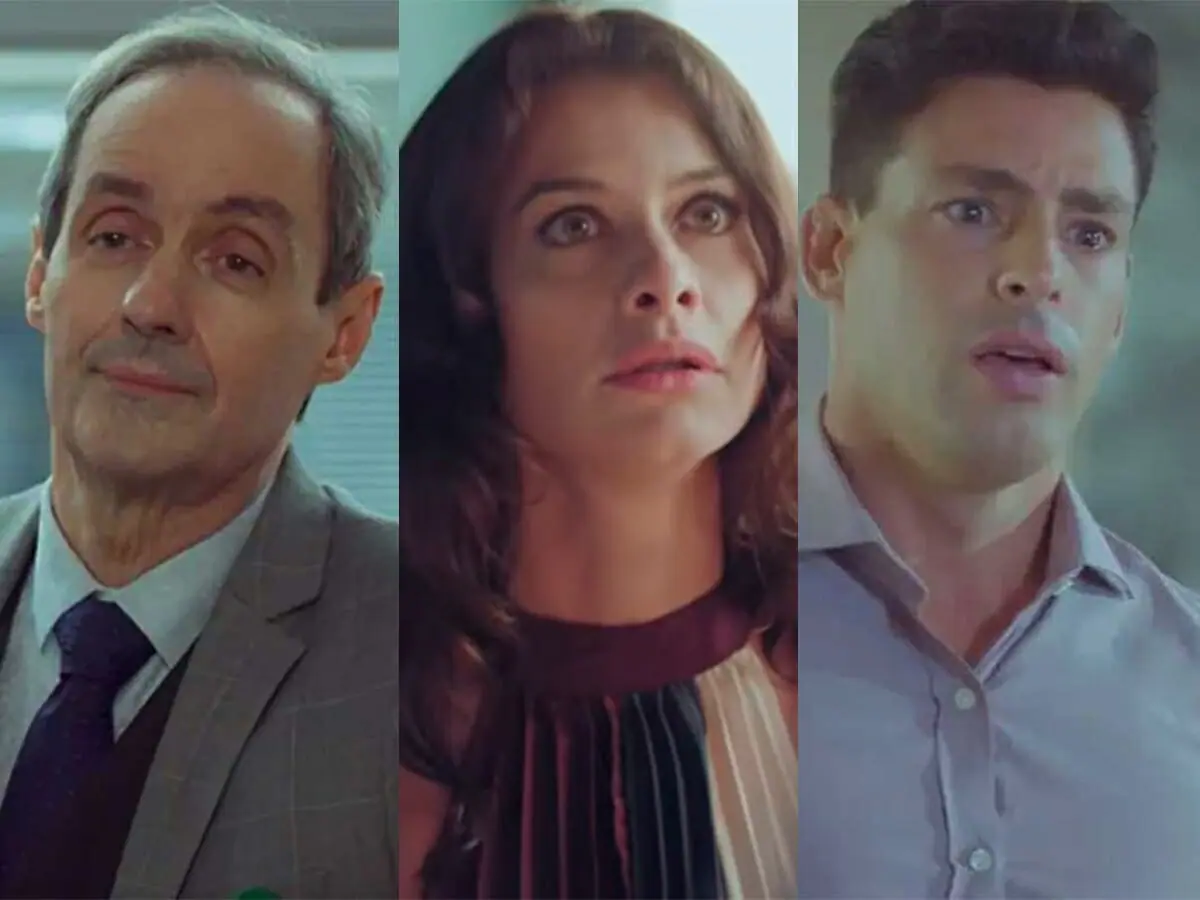 Túlio (Daniel Dantas), Bárbara (Alinne Moraes) e Christian (Cauã Reymond) de Um Lugar ao Sol