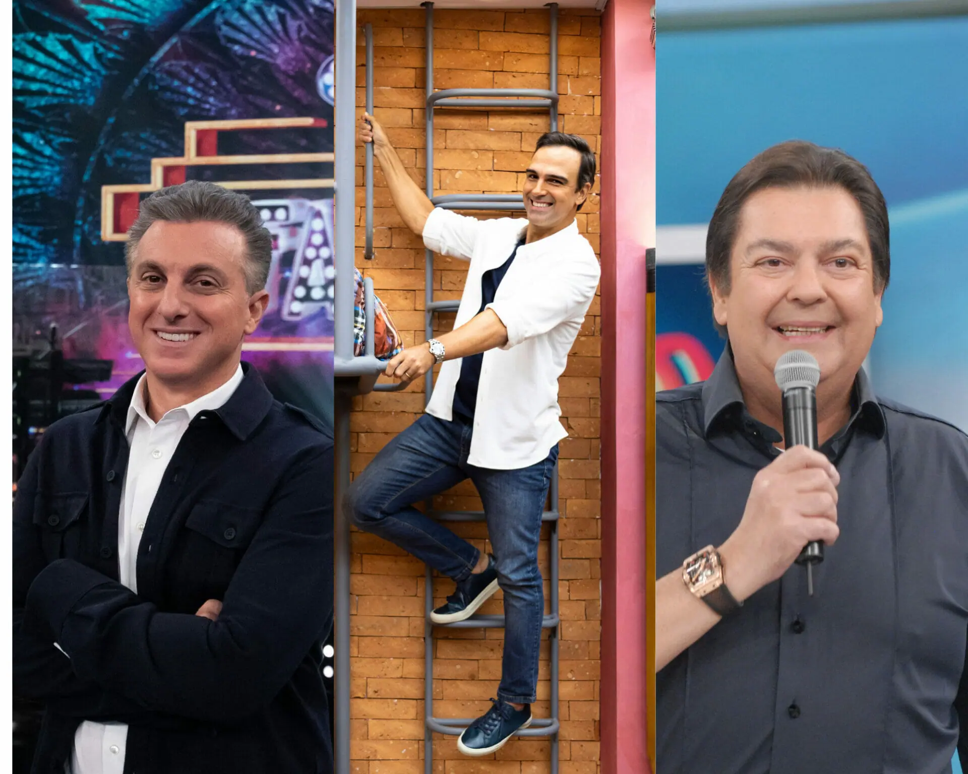 Luciano Huck, Tadeu Schmidt e Faustão (Divulgação)