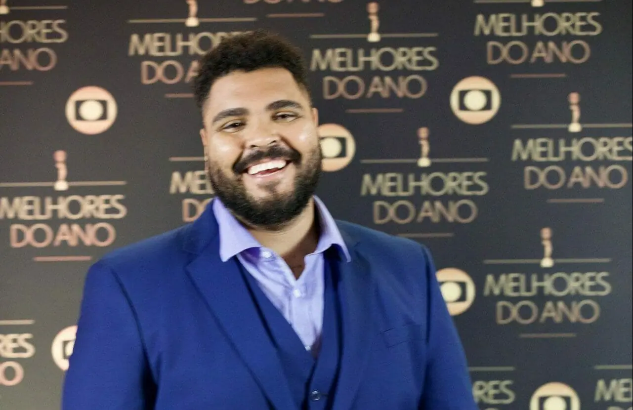 Paulo Vieira nos bastidores do 'Domingão' (Divulgação)