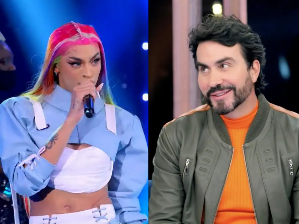 Pabllo Vittar e Padre Fábio de Melo no Domingão (Reprodução/Globo)