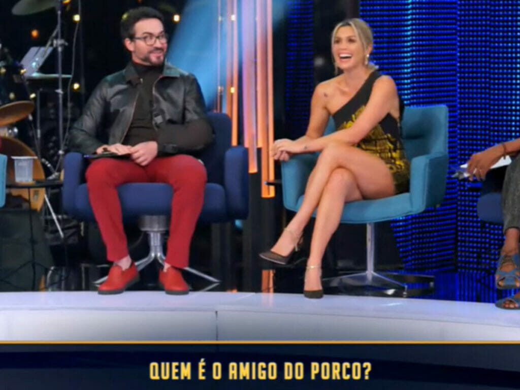 Padre Fábio de Melo e Flávia Alessandra no Domingão (Reprodução/Globo)
