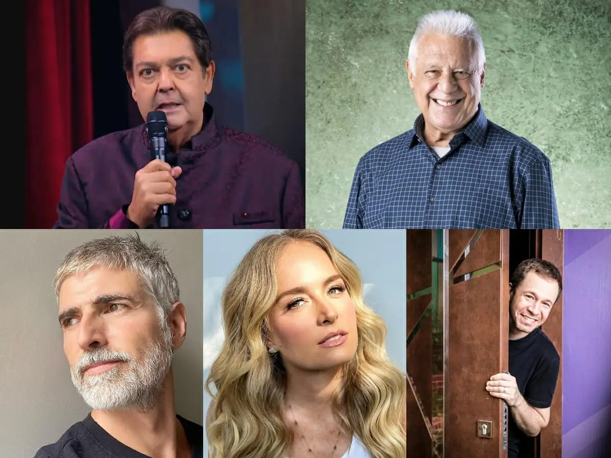 Faustão, Antonio Fagundes, Reynaldo Gianecchini, Angélica e Tiago Leifert