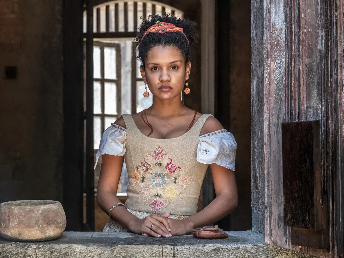 Zayla (Heslaine Vieira) em Nos Tempos do Imperador (Reprodução/Globo)