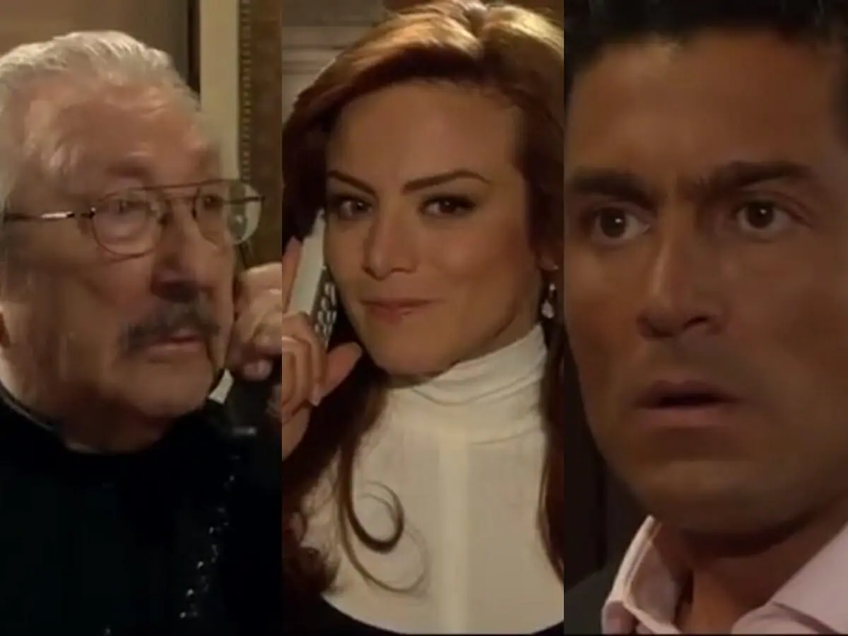 Padre Bosco (Luis Gimeno), Fernanda (Silvia Navarro) e Eduardo (Fernando Colunga) de Amanhã é Para Sempre
