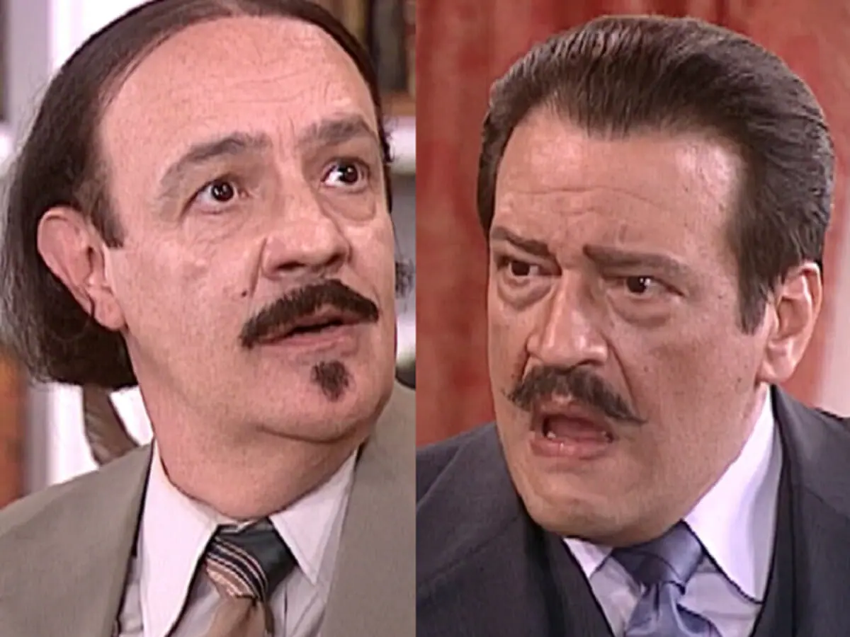 Cornélio (Ney Latorraca) e Batista (Luís Melo) em O Cravo e a Rosa