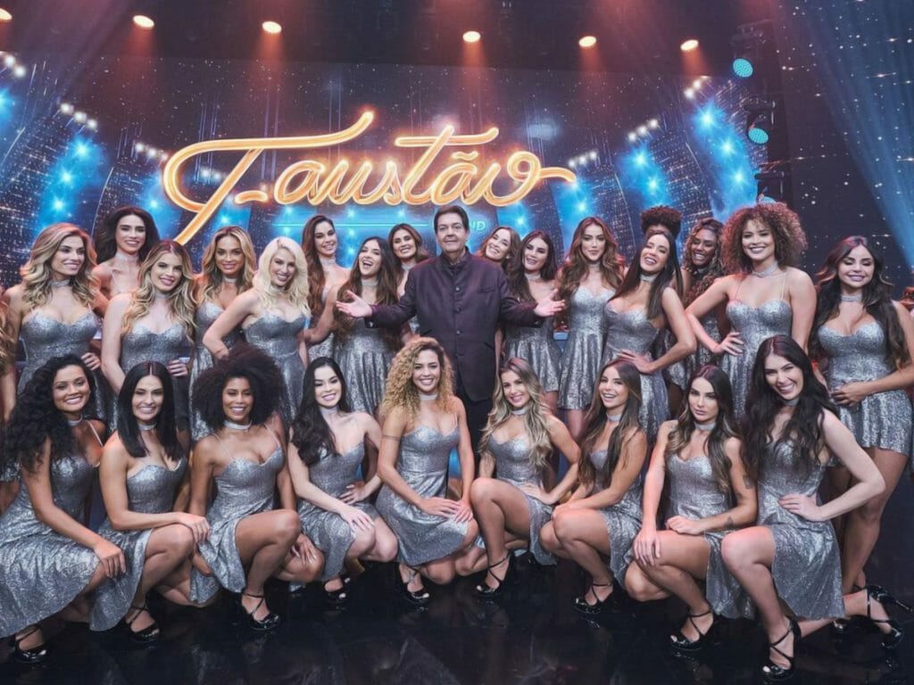 Faustão ao lado de suas bailarinas na Band