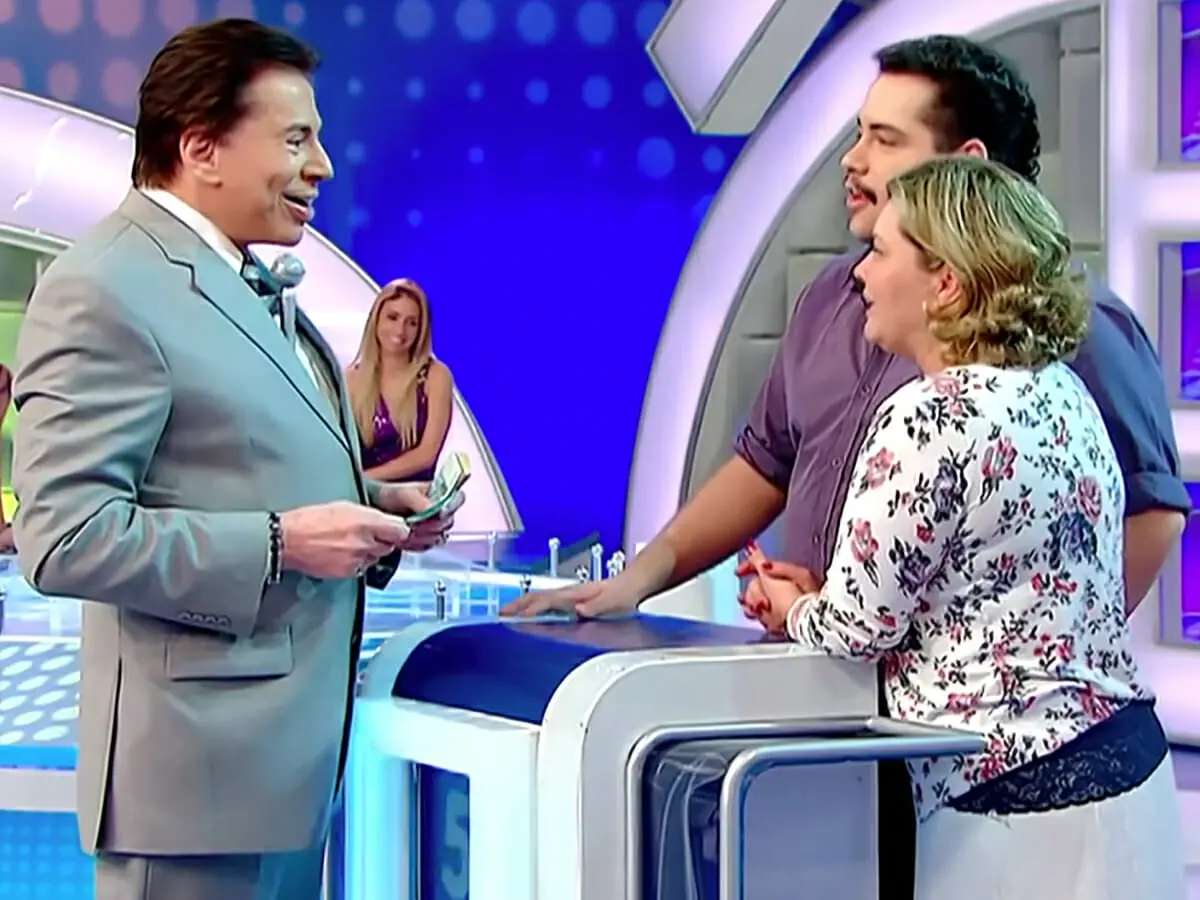 Silvio Santos, Tiago Abravanel e Cintia Abravanel no Jogo das 3 Pistas
