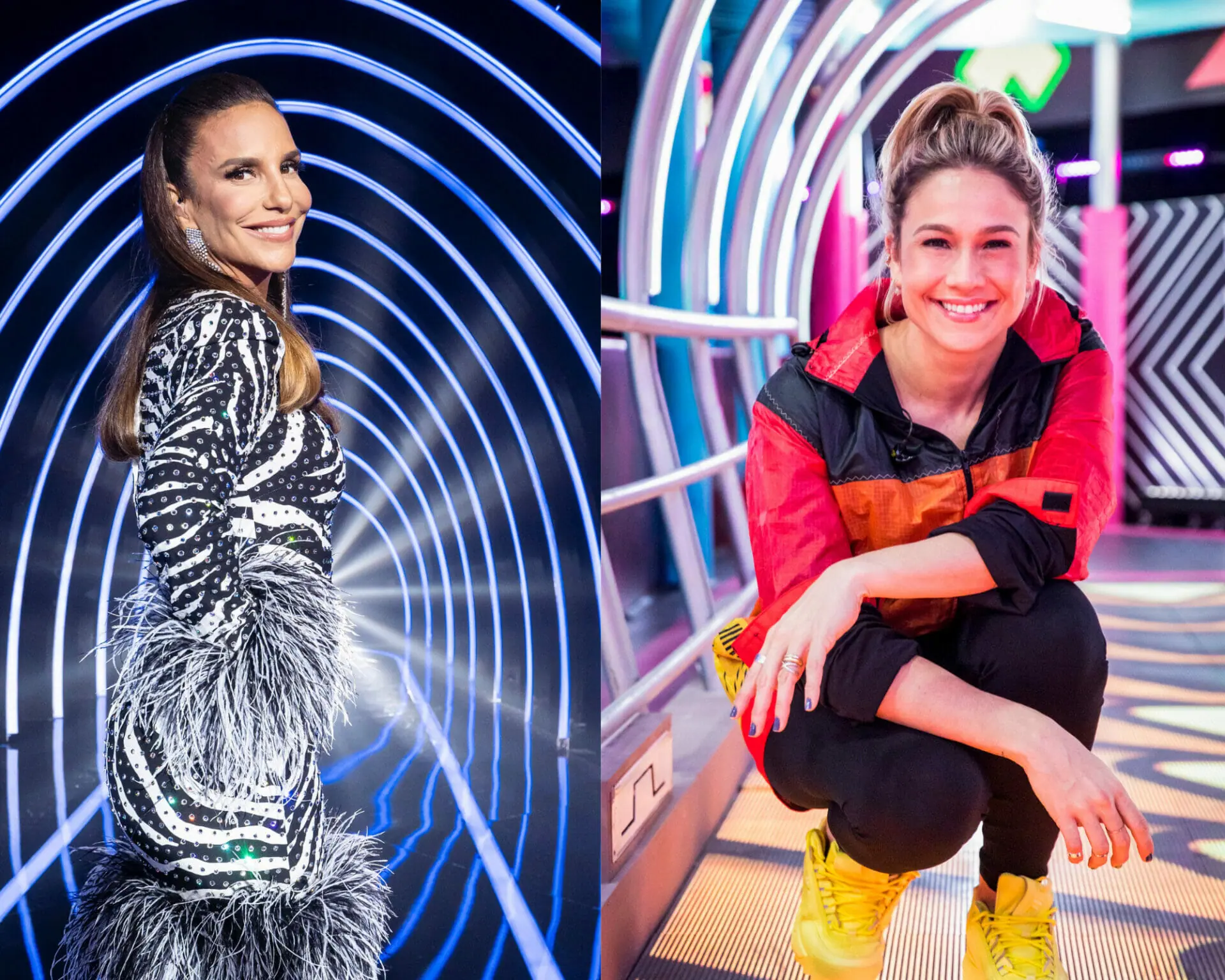 Ivete Sangalo e Fernanda Gentil nos bastidores da TV Globo (Divulgação)