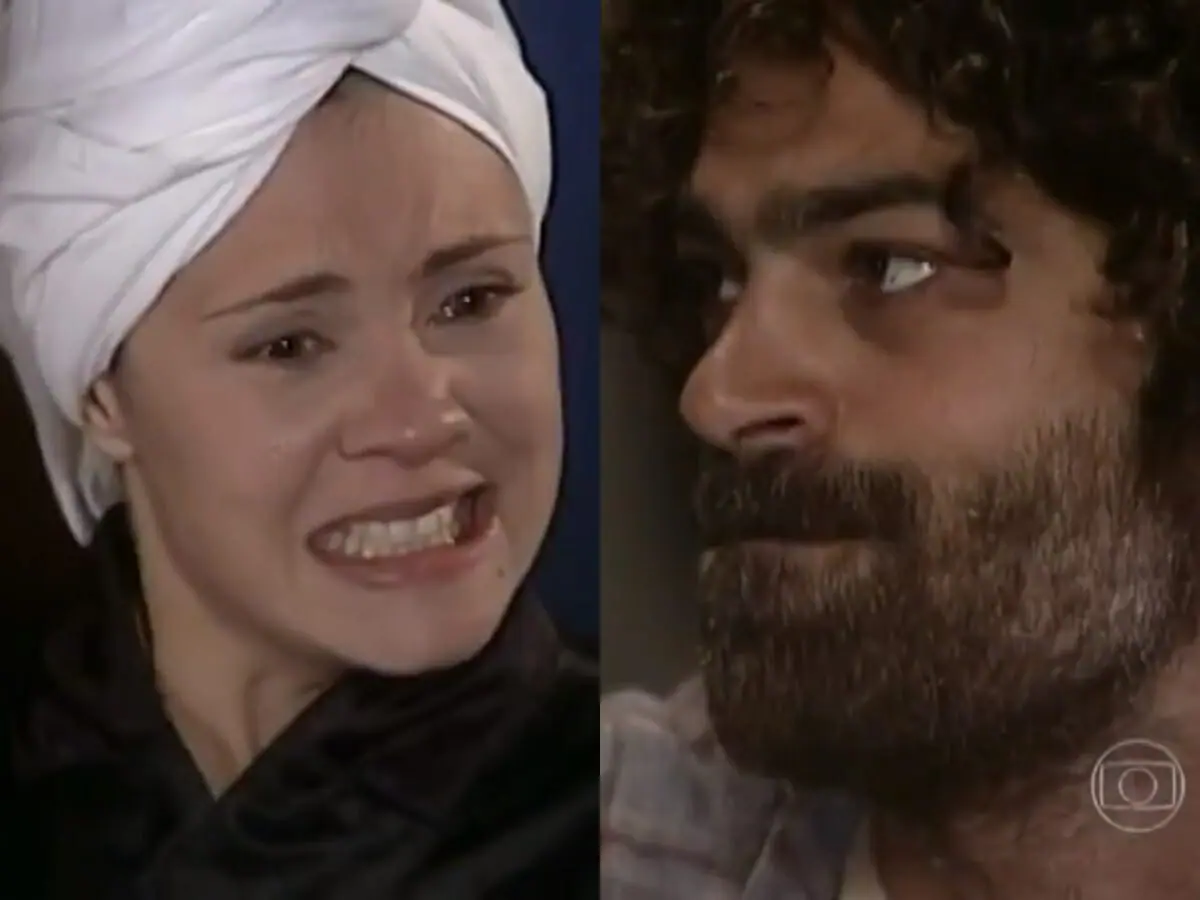 Catarina (Adriana Esteves) e Petruchio (Eduardo Moscovis) de O Cravo e a Rosa