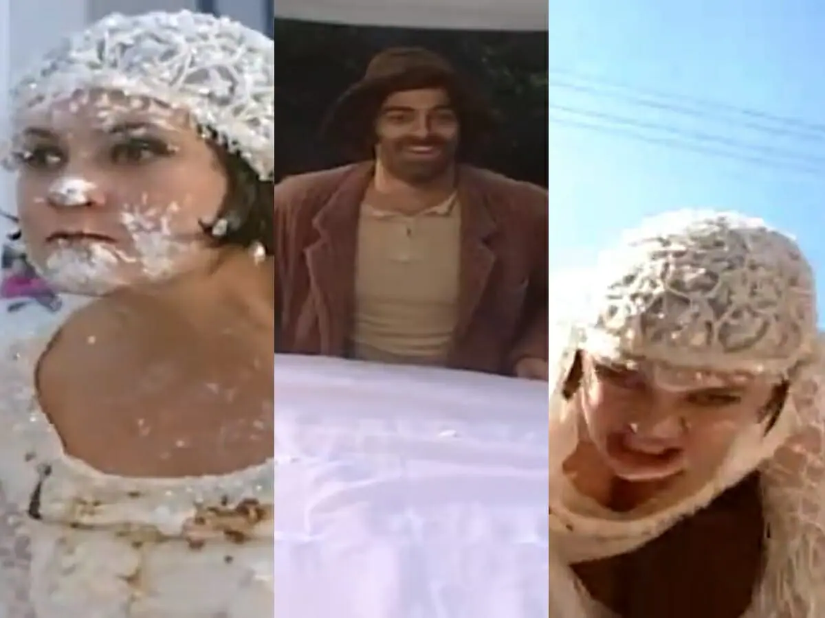 Catarina (Adriana Esteves) e Petruchio (Eduardo Moscovis) de O Cravo e a Rosa