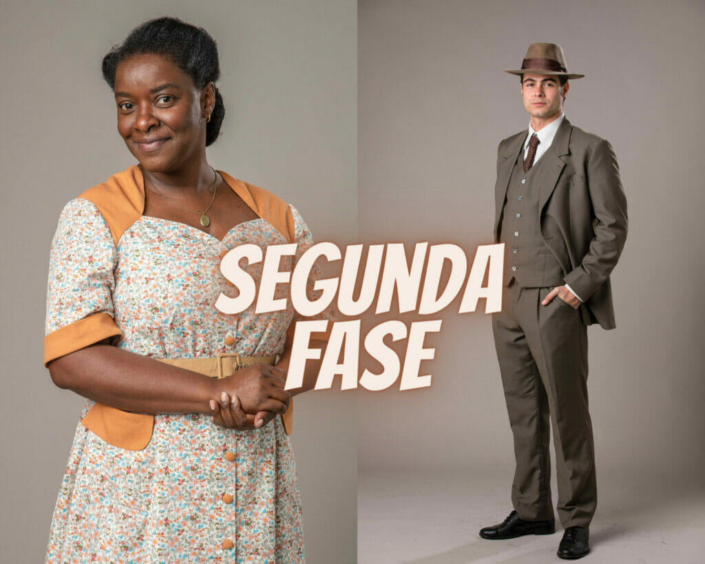 Augusta (Ol&iacute;via Ara&uacute;jo) e Davi (Rafa Vitti) de Al&eacute;m da Ilus&atilde;o (Divulga&ccedil;&atilde;o)