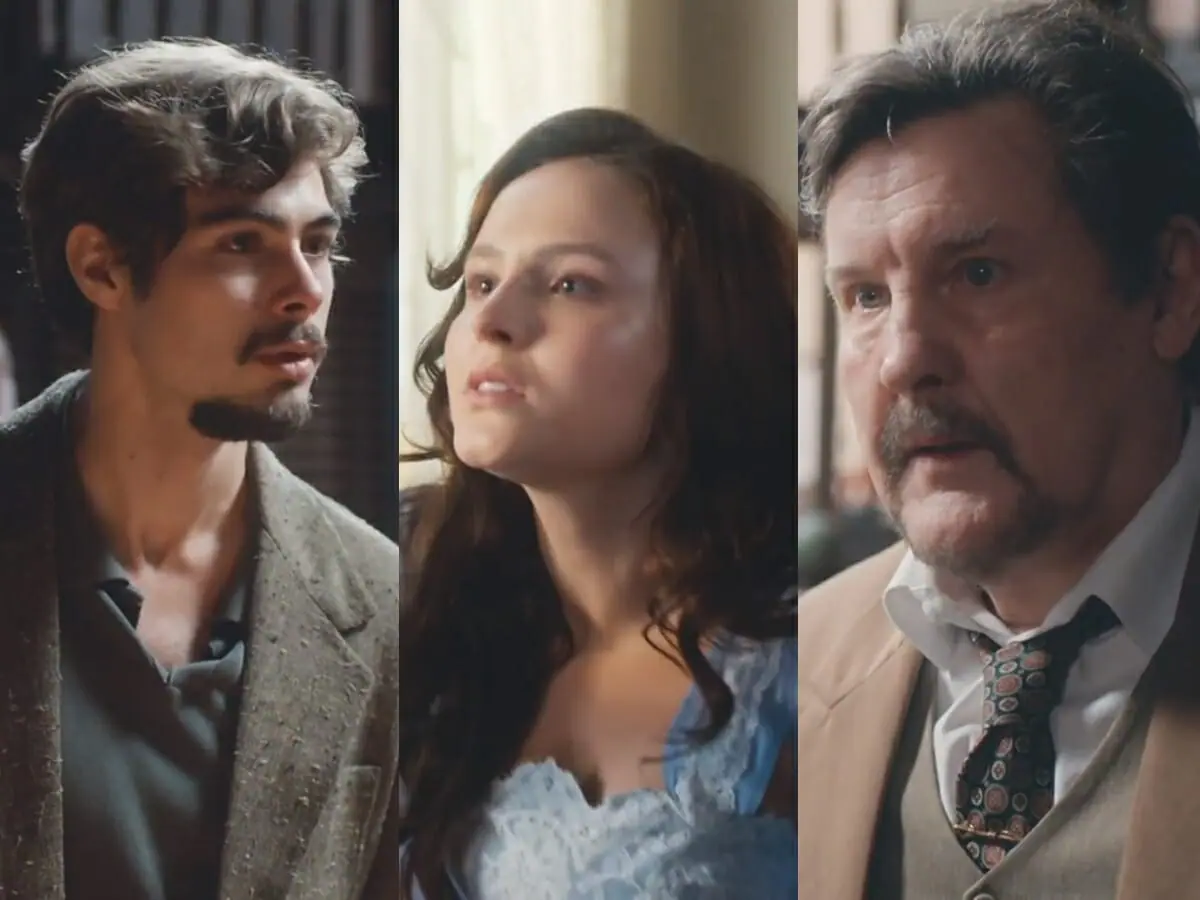 Davi (Rafael Vitti), Elisa (Larissa Manoela) e Matias (Antonio Calloni) de Além da Ilusão