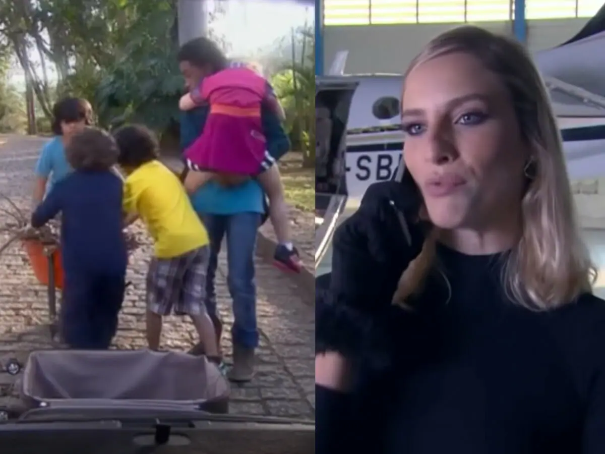 Zeca (Jean Paulo Campos) e os amigos acabam com plano de Nicole (Dani Gondim) em Carinha de Anjo (Reprodução/SBT)