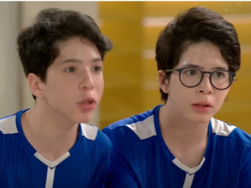 Gael (Kauan Siqueira) e Benício (Vinícius Siqueira) em Poliana Moça (Reprodução/SBT)