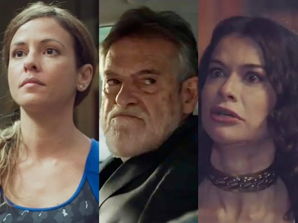 Érica (Fernanda de Freitas), Santiago (José de Abreu) e Bárbara (Alinne Moraes) de Um Lugar ao Sol
