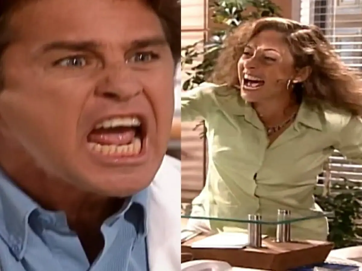 Escobar (Marcos Frota) e Clarice (Cissa Guimarães) de O Clone
