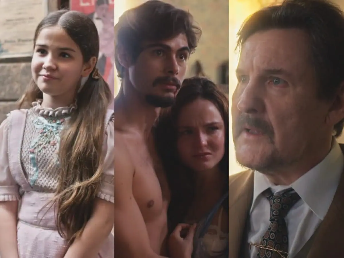 Isadora (Sofia Budke), Davi (Rafael Vitti), Elisa (Larissa Manoela) e Matias (Antonio Calloni) de Além da Ilusão