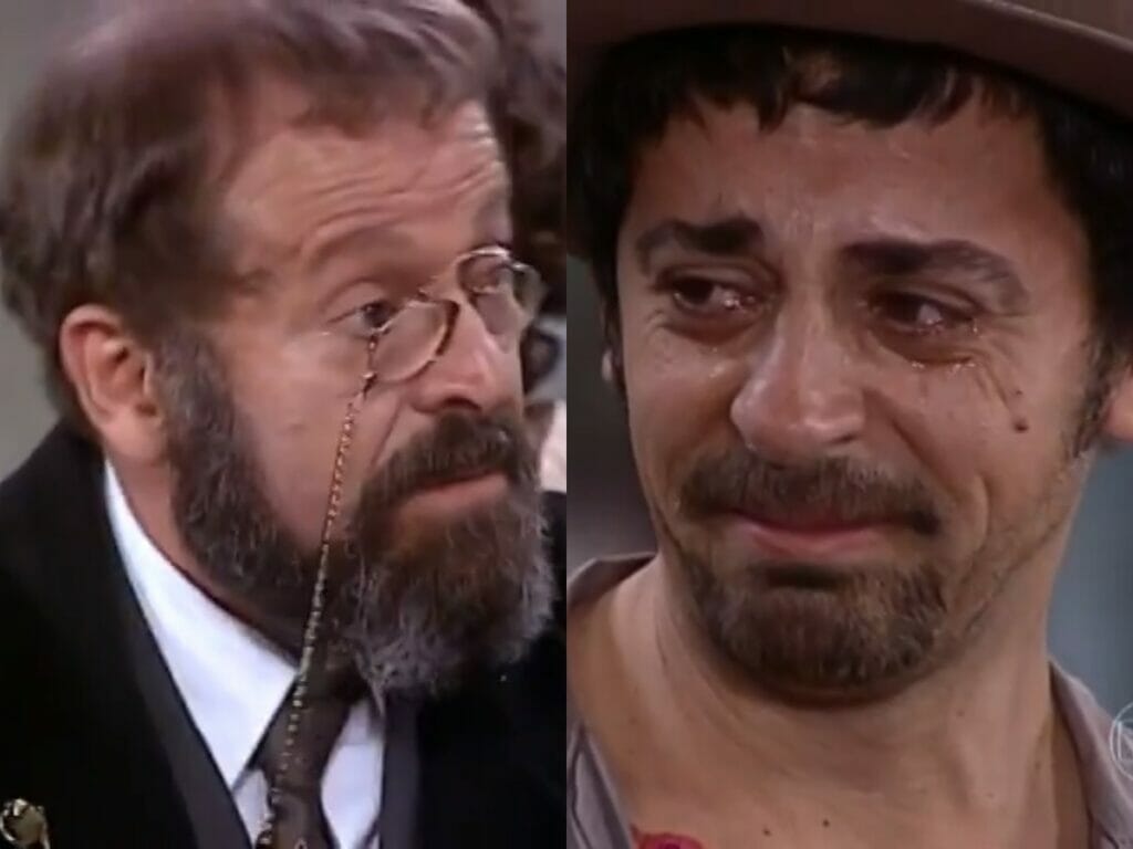 Joaquim (Carlos Vereza) e Januário (Taumaturgo Ferreira) de O Cravo e a Rosa