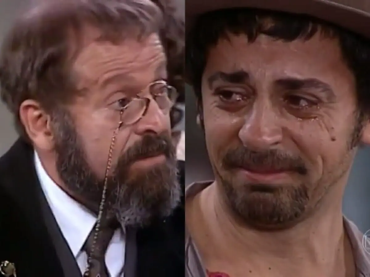 Joaquim (Carlos Vereza) e Januário (Taumaturgo Ferreira) de O Cravo e a Rosa