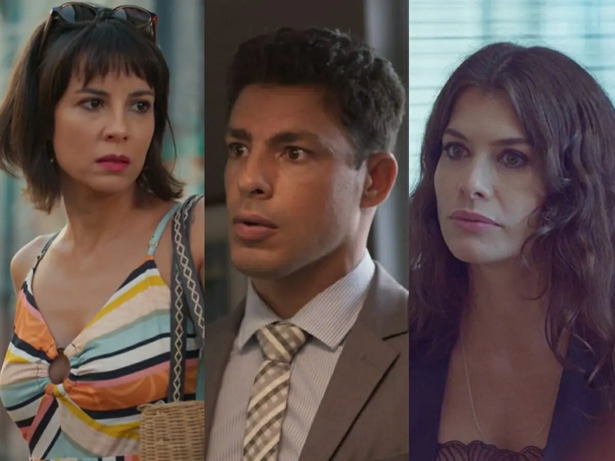 Lara (Andréia Horta), Christian (Cauã Reymond) e Bárbara (Alinne Moraes) de Um Lugar ao Sol