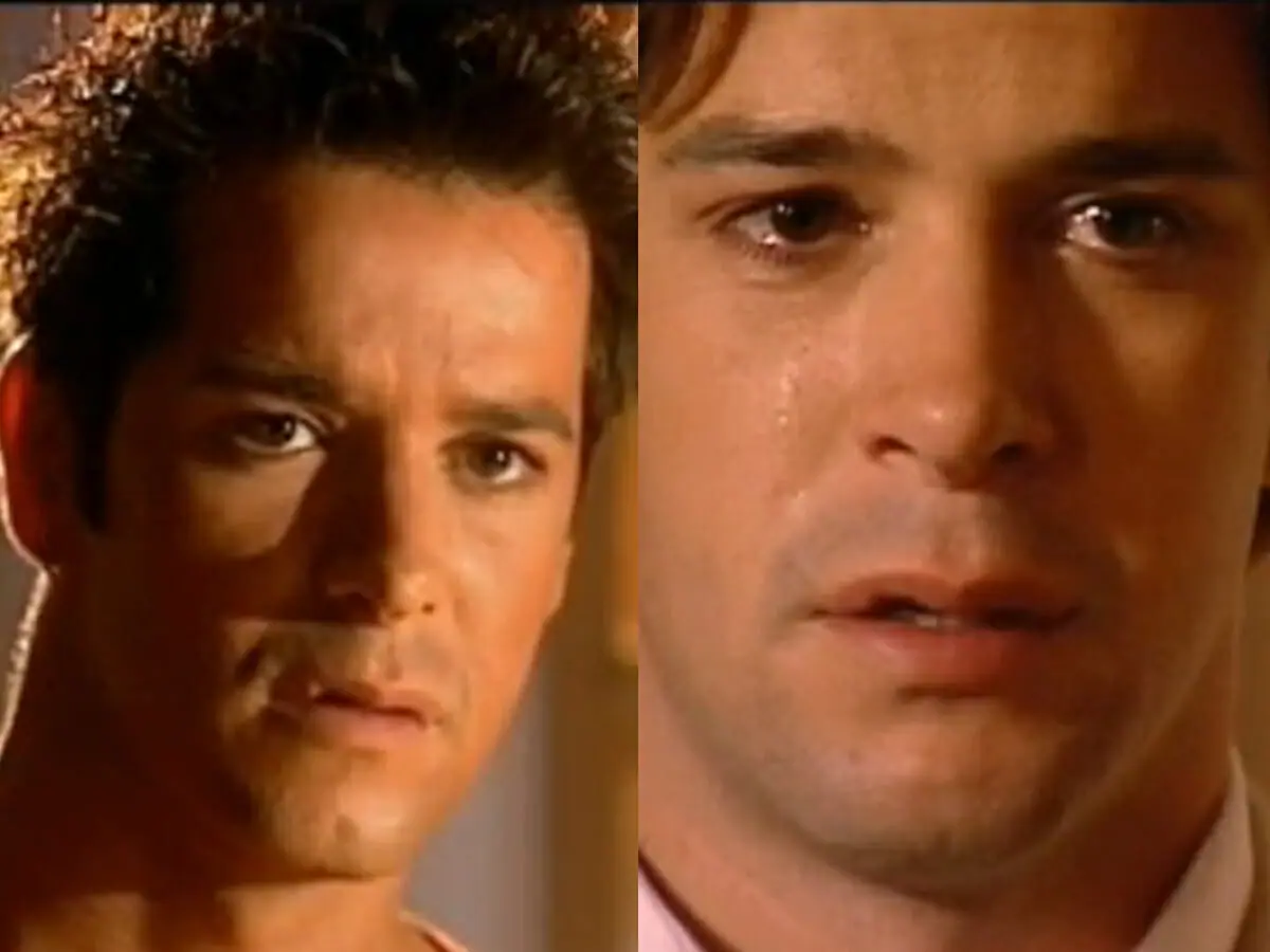 Léo (Murilo Benício) e Lucas (Murilo Benício) em O Clone