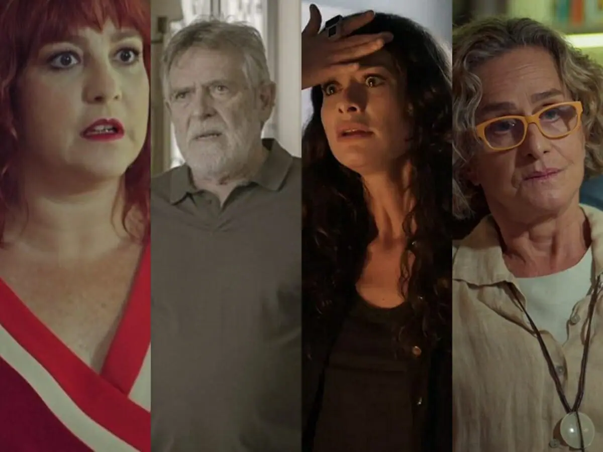 Nicole (Ana Baird), Santiago (José de Abreu), Bárbara (Alinne Moraes) e Ana Virgínia (Regina Braga) de Um Lugar ao Sol