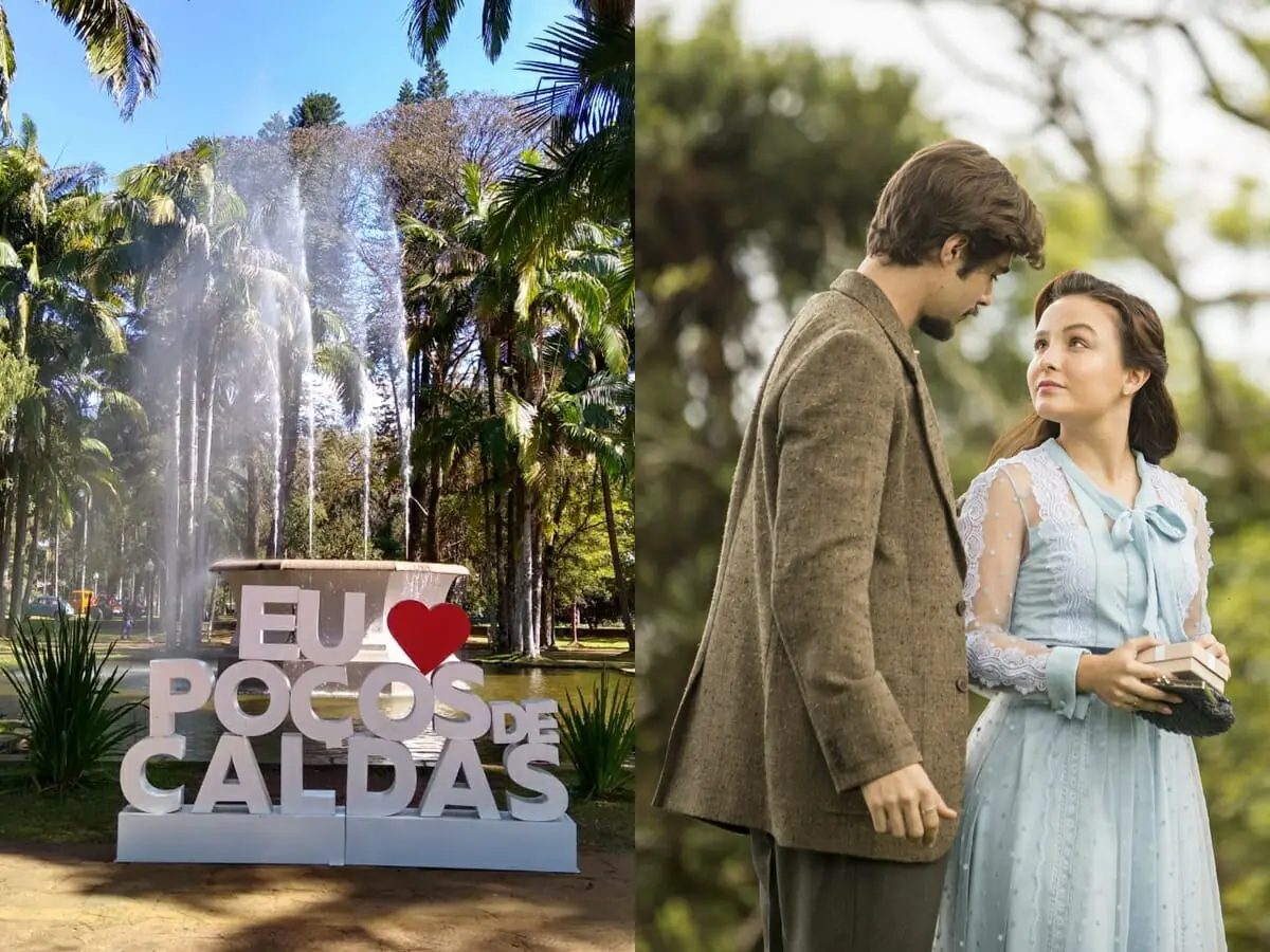Novela Além da Ilusão teve cenas gravadas em Poços de Caldas, Davi (Rafael Vitti) e Elisa (Larissa Manoela) em cena (Foto: João Cotta)