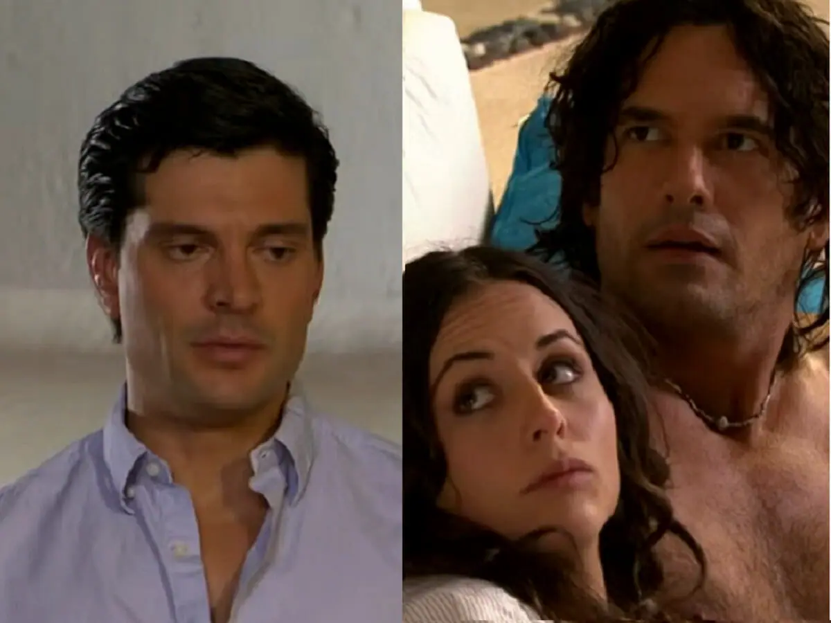 Hernan (Marcelo Córdoba), Vítor Manuel (Mario Cimarro) e Estrela (Zuria Vega) em Mar de Amor