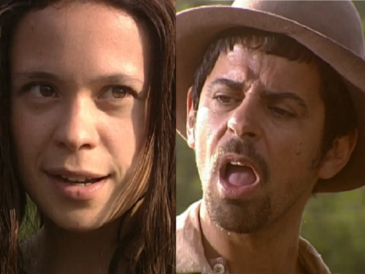 Lindinha (Vanessa Gerbelli) e Januário (Taumaturgo Ferreira) de O Cravo e a Rosa