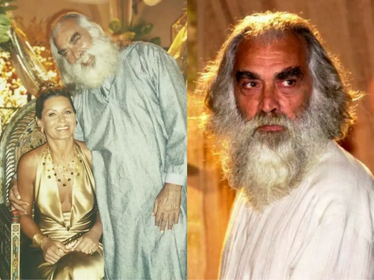 Vera Fischer e Perry Salles nos bastidores de O Clone e ele, ao lado, como Mustafá (Reprodução)