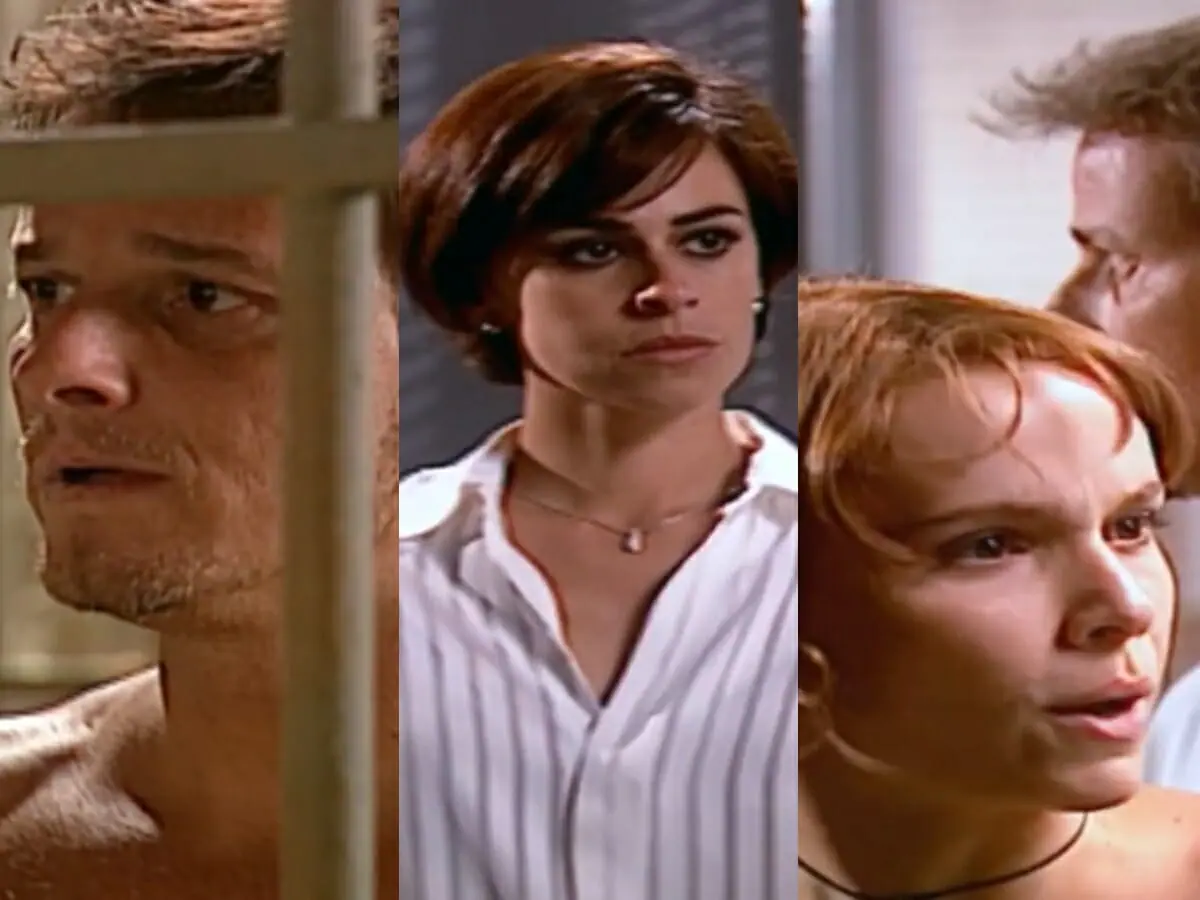 Xande (Marcello Novaes), Maysa (Daniela Escobar) e Mel (Débora Falabella) de O Clone