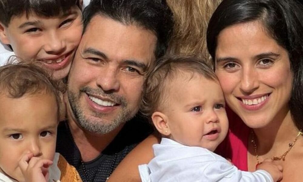 Zezé Di Camargo com Camilla Camargo e os netos