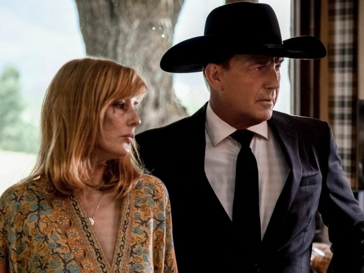 Kelly Reilly e Kevin Costner na série Yellowstone