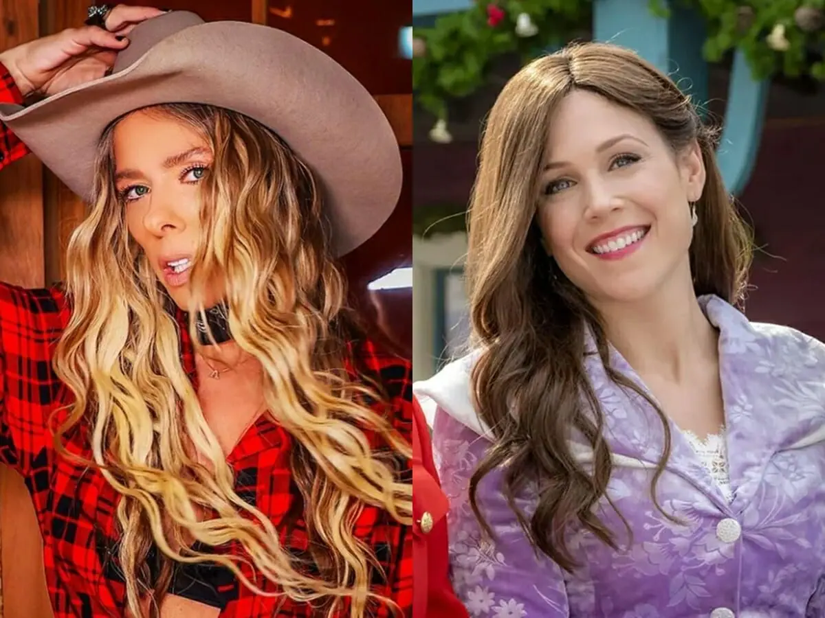 Adriane Galisteu em A Fazenda e a atriz Erin Krakow da série Quando Chama o Coração