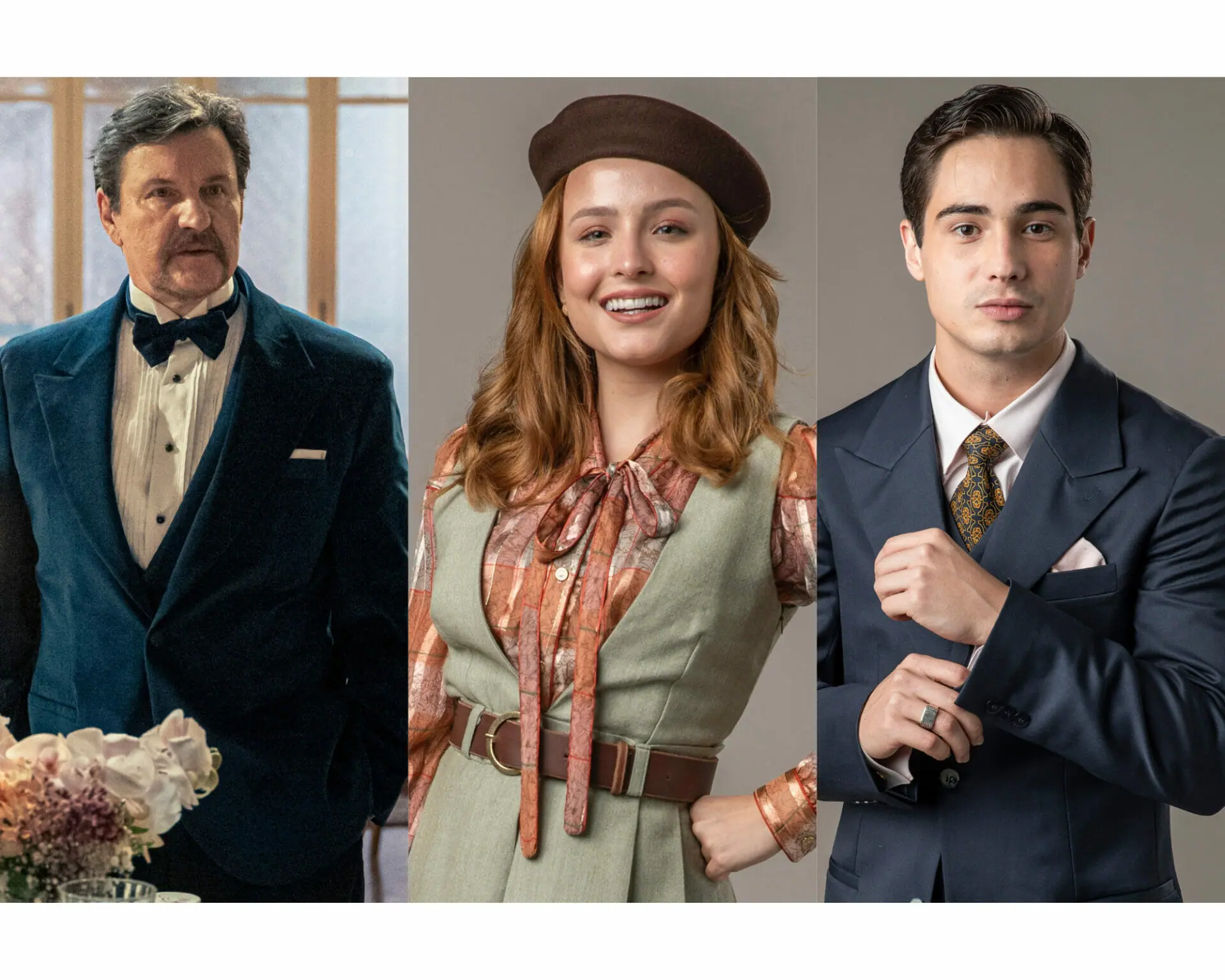 Matias (Antonio Calloni), Isadora (Larissa Manoela) e Joaquim (Danilo Mesquita) de Além da Ilusão (Divulgação)