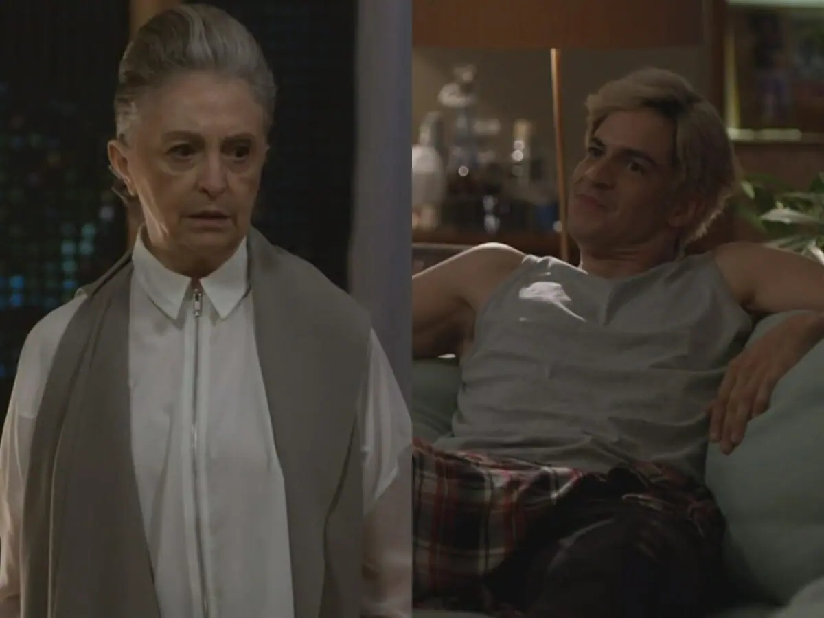 Celina (Ana Lucia Torre) e Flávia (Valentina Herszage) no corpo de Guilherme (Mateus Solano) em Quanto Mais Vida, Melhor!