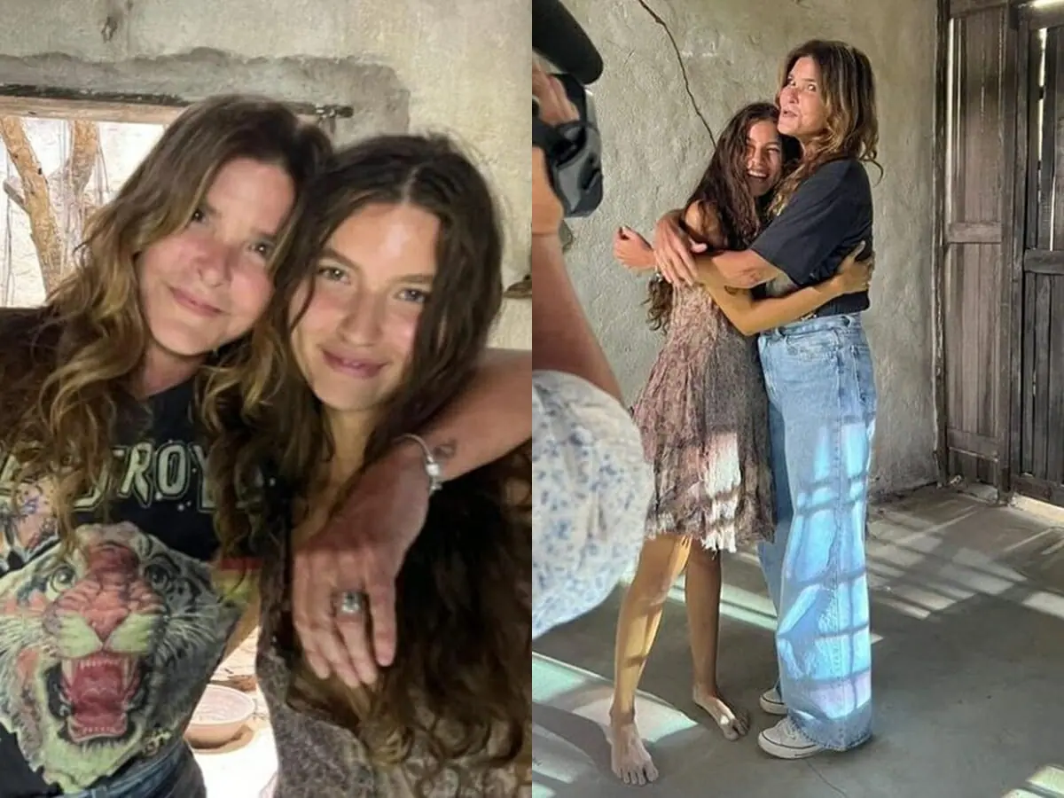 Cristiana Oliveira visita bastidores de Pantanal e conhece Alanis Guillen