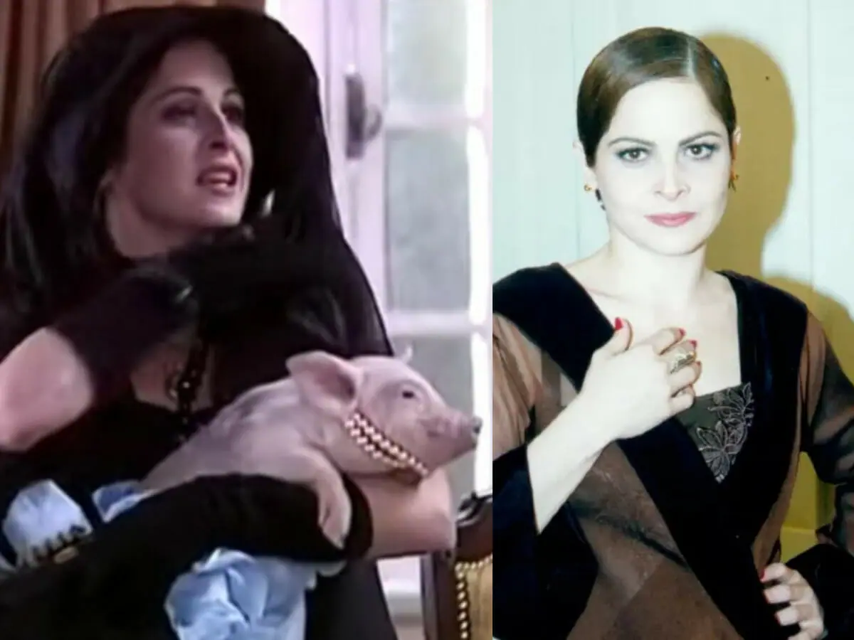 Drica Moraes com a porquinha no final de O Cravo e a Rosa