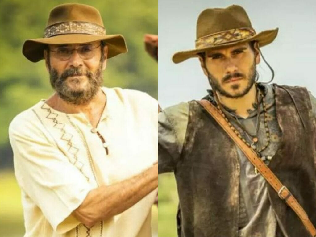 Eugênio (Almir Sater) e Trindade (Gabriel Sater) em Pantanal