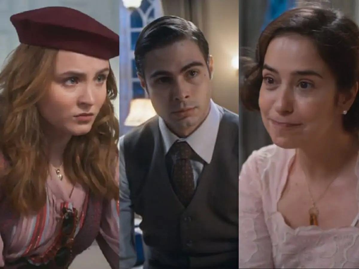 Isadora (Larissa Manoela), Davi (Rafael Vitti) e Heloísa (Paloma Duarte) de Além da Ilusão
